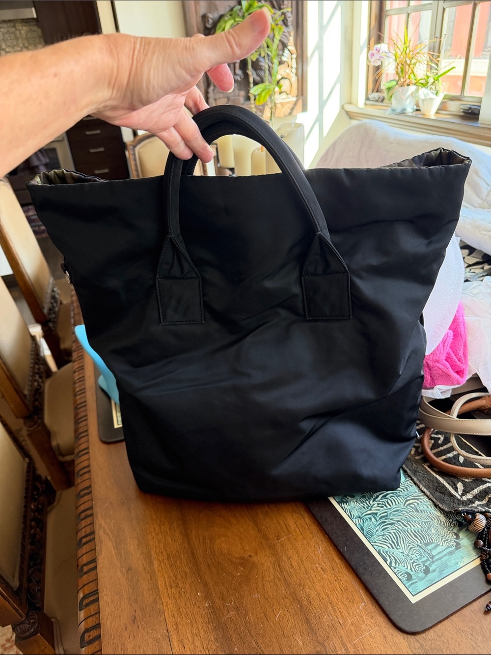 “PRADA” Rare Reversible Nylon and Leather Tote